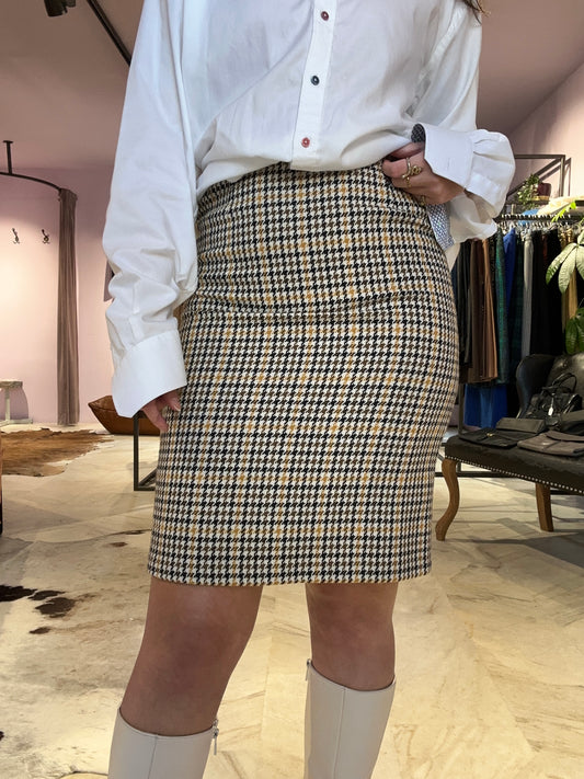 Vintage Pied-de-Poule woolen skirt size M