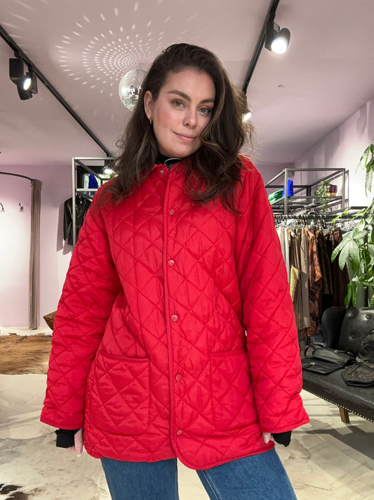 Vintage gewatteerde jas rood size XL D.P wear