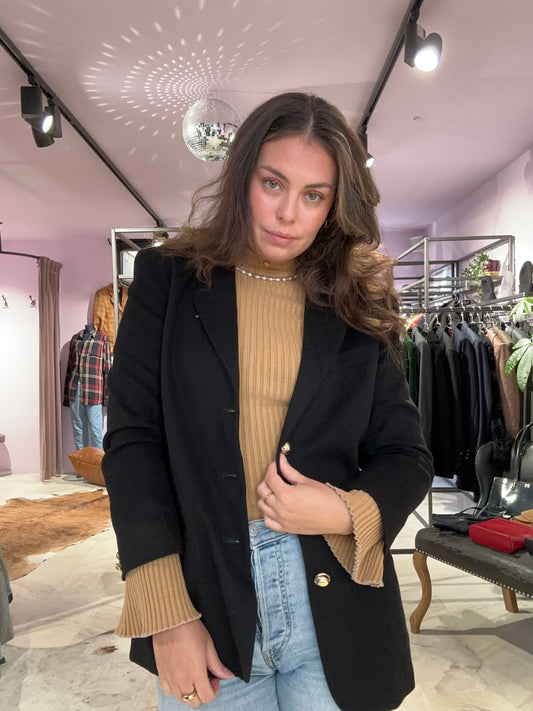 Vintage oversized black blazer with gold buttons 