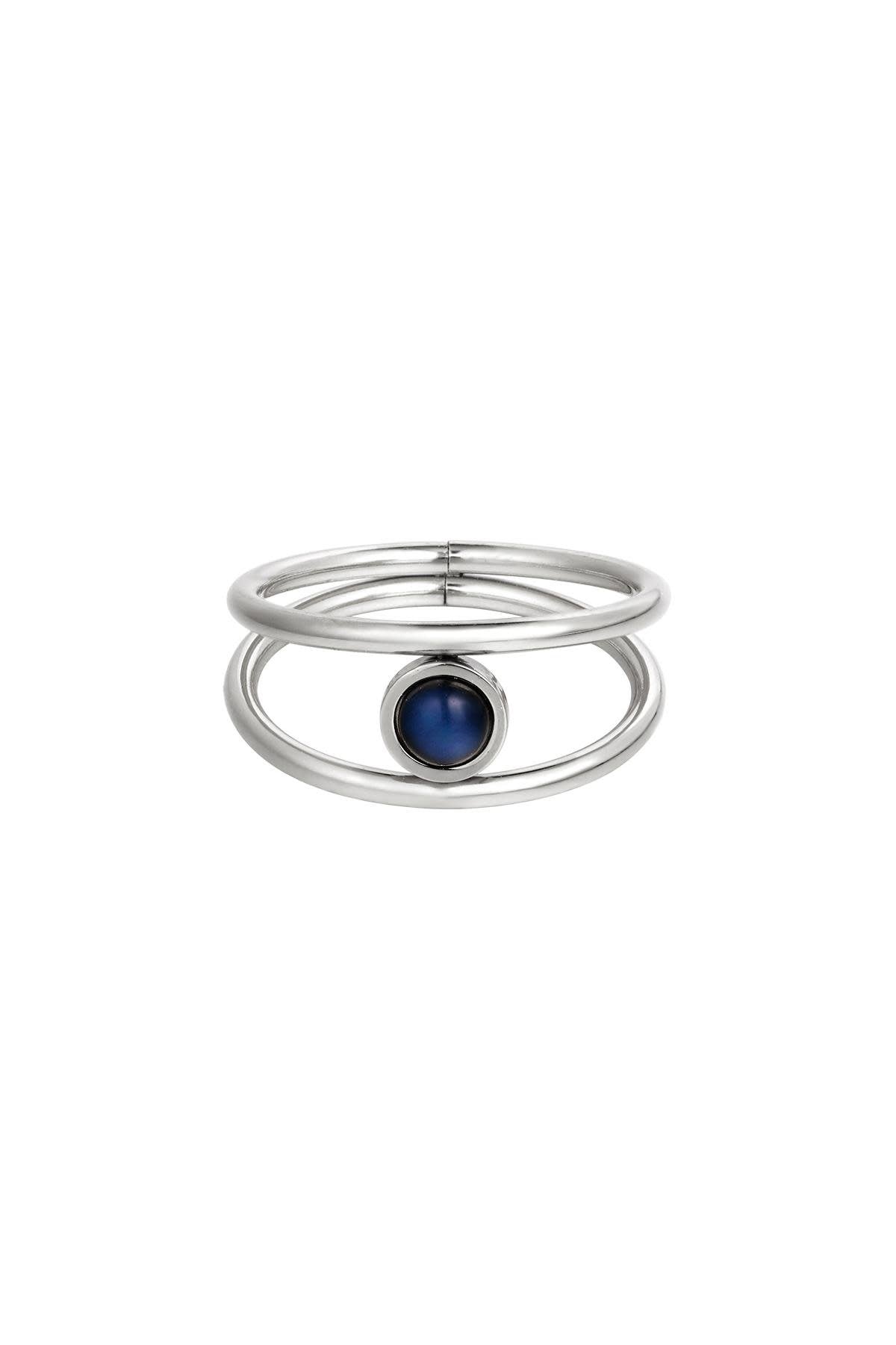 Stainless steel ring with enamel stone silver size 17