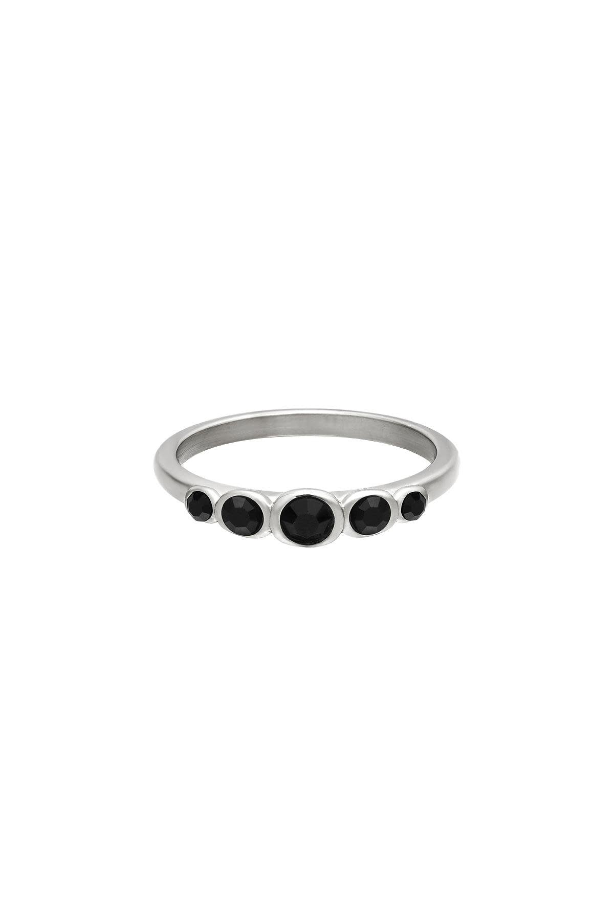 Stainless steel ring zircon shine black size 17