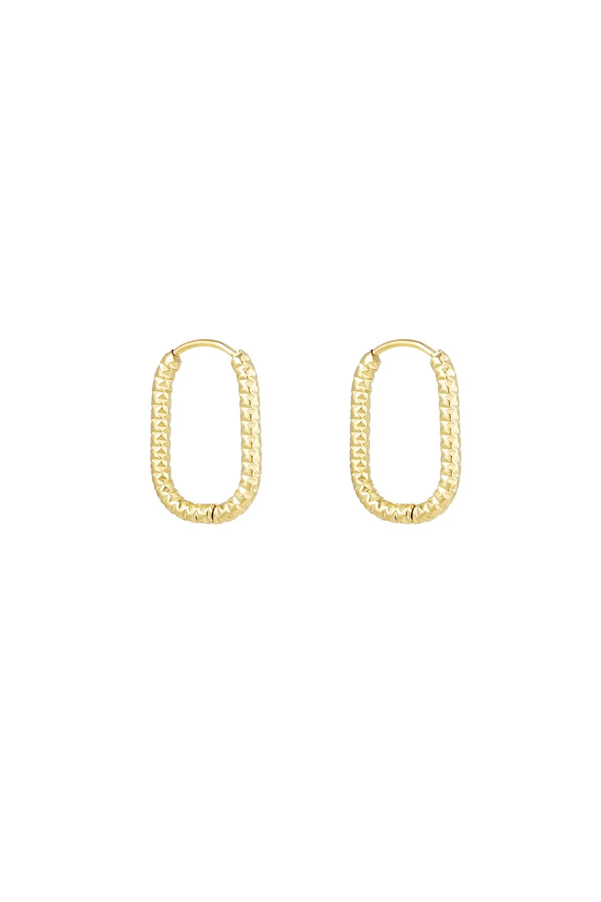Stainless steel ribbed earrings gold