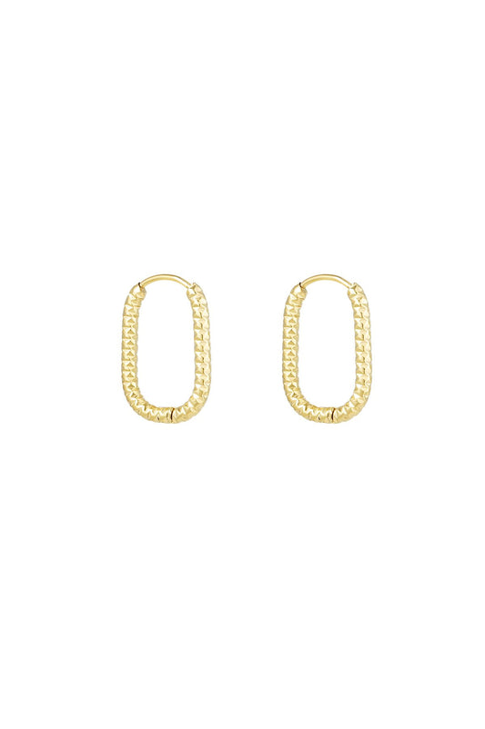 Stainless steel ribbed earrings gold