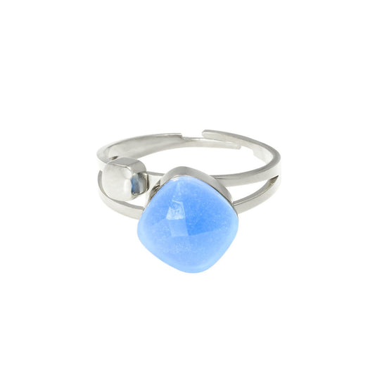 Ring blue stone silver one size