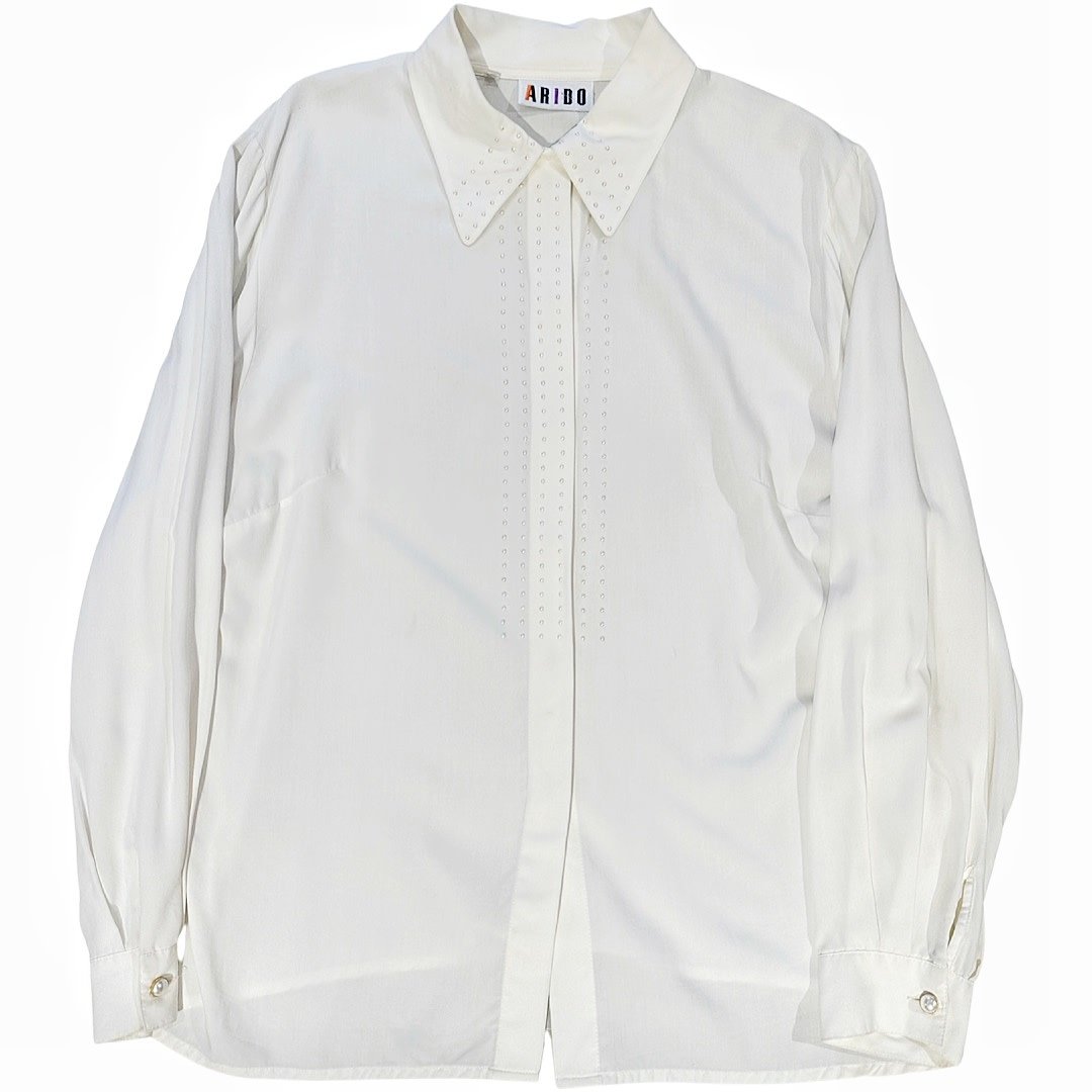Vintage off white blouse met parels size M