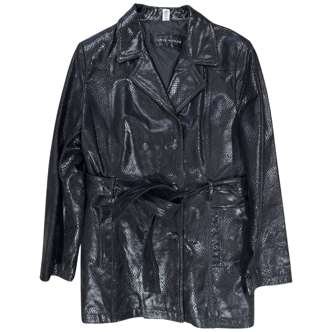 Vintage leather coat met riem size L