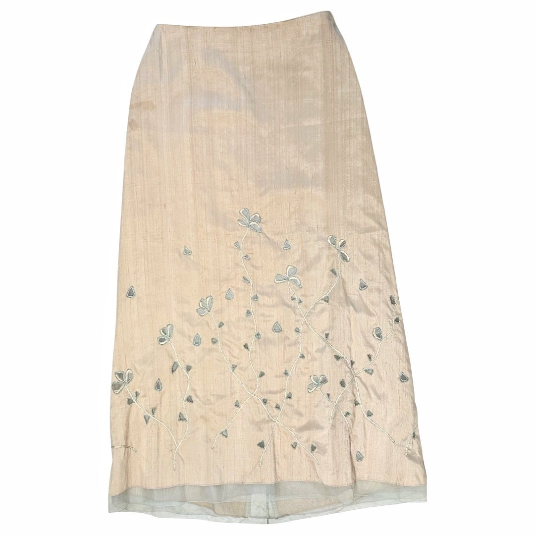 Vintage long skirt 100% silk size M