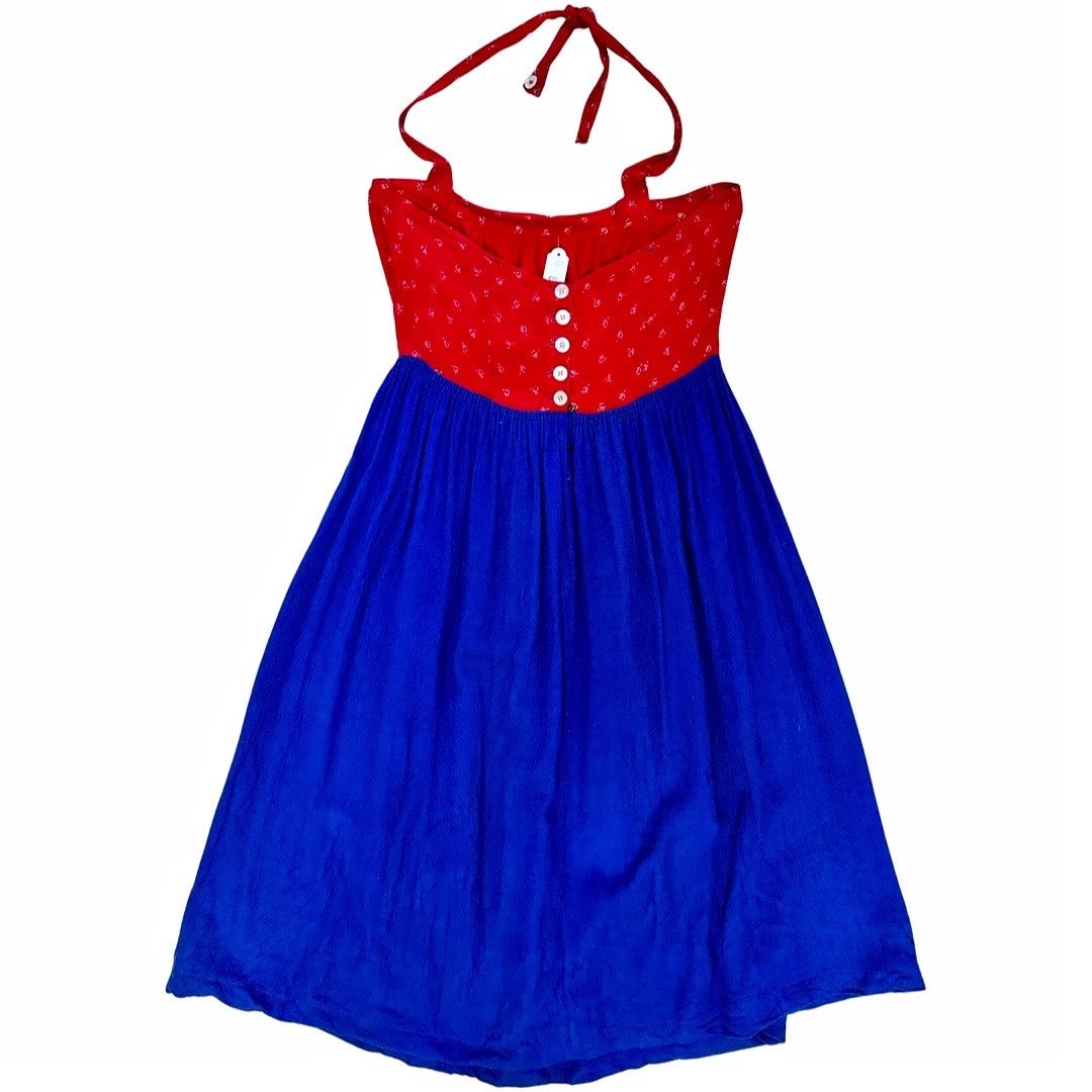 Vintage halter dress red and blue size M
