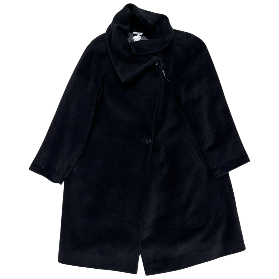 Vintage zwarte mantel met grote kraag size L