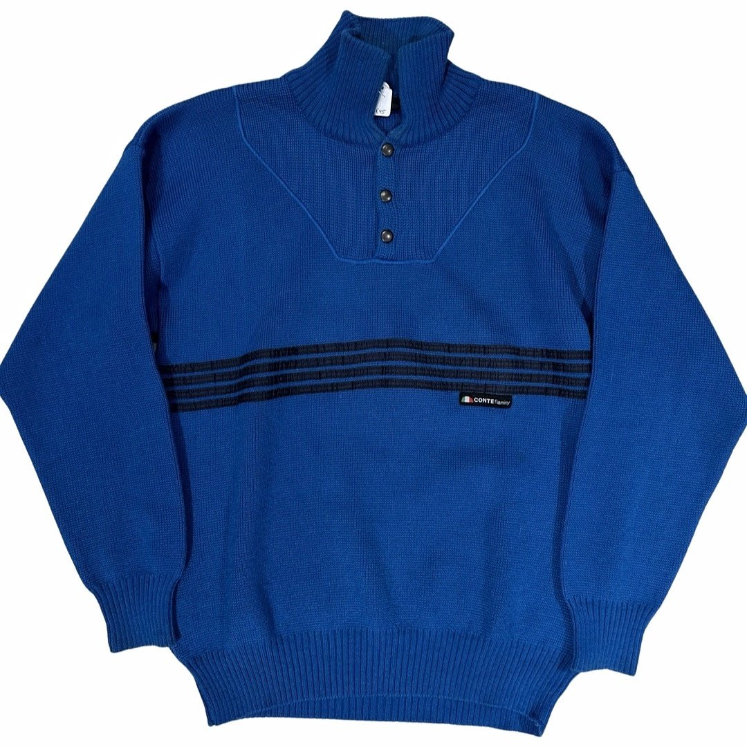 Vintage donker blauwe dikke mannen sweater size XL