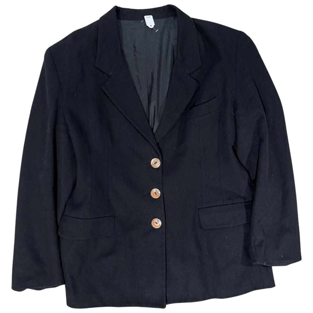 Vintage oversized zwarte blazer van 100% wol