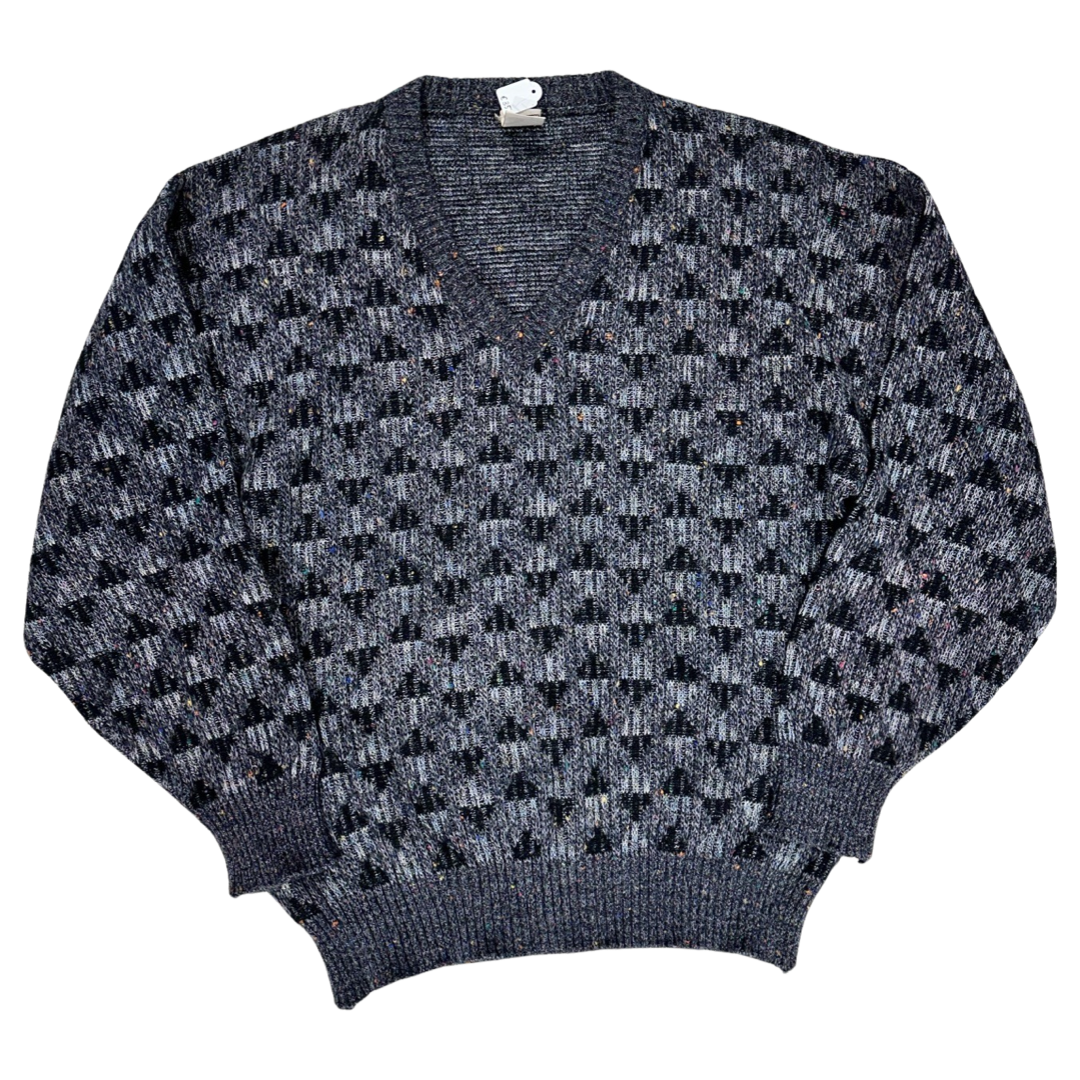 Vintage grijs tinten sweater v-hals size L