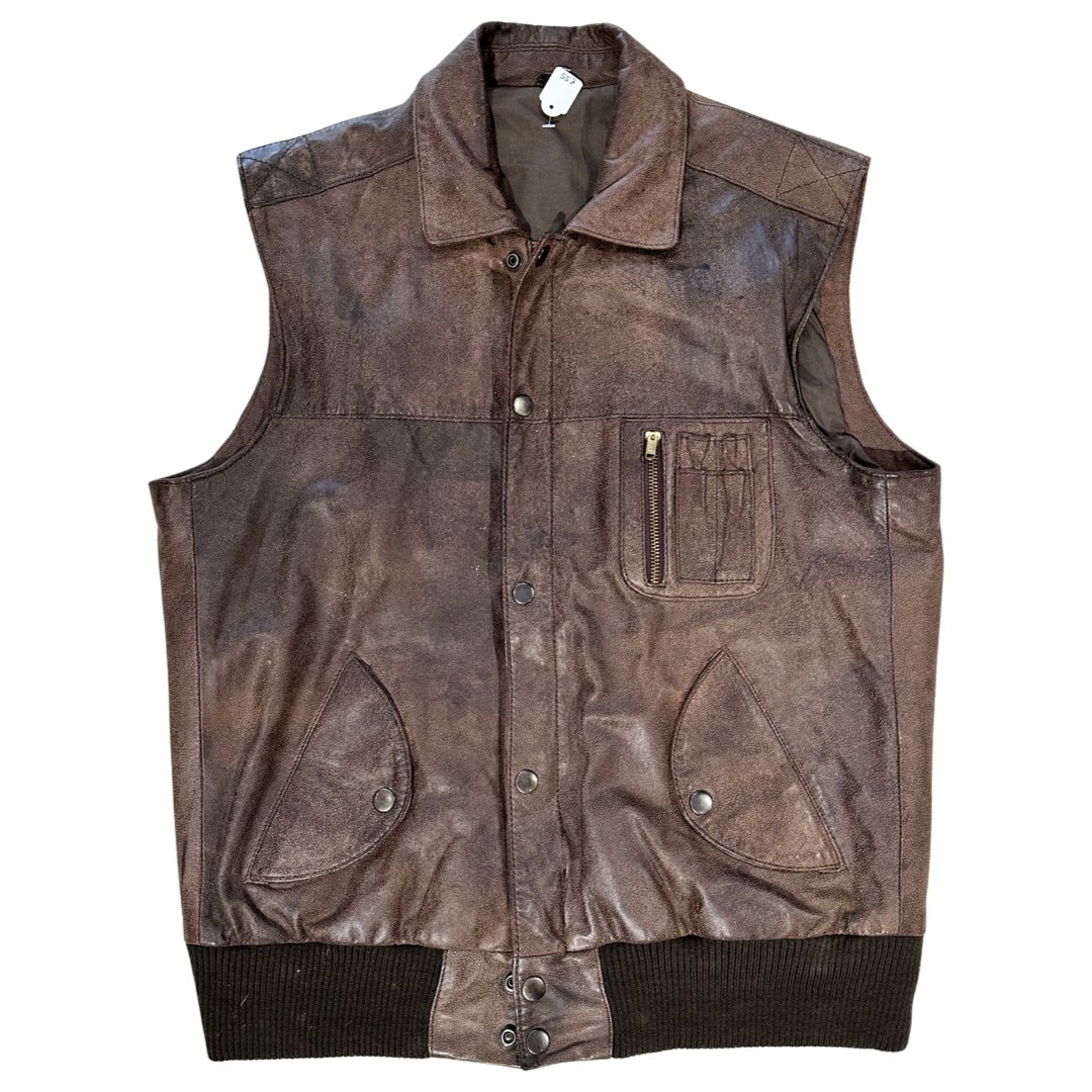 Vintage lederen waistcoat brown size M/L