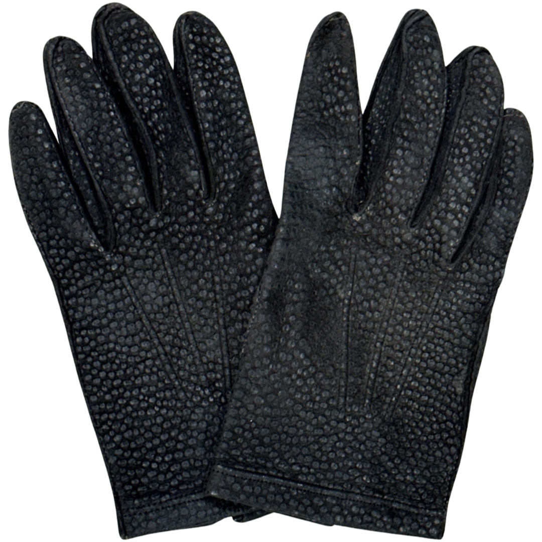 Zwarte leren handschoenen met patroontje size M