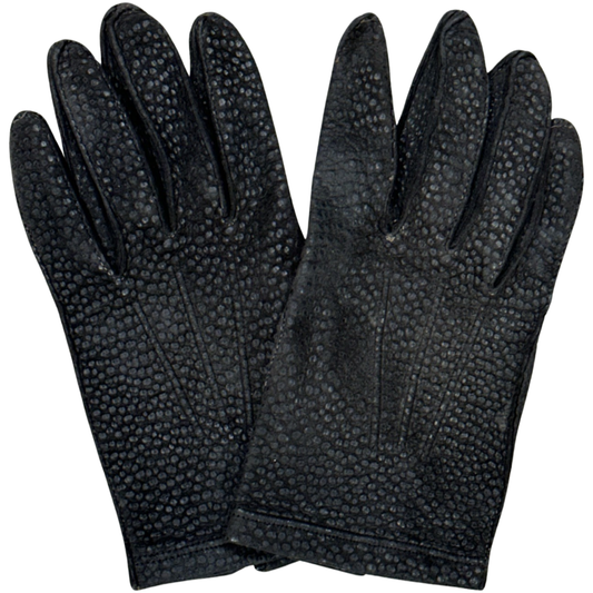 Black leather gloves with pattern size M