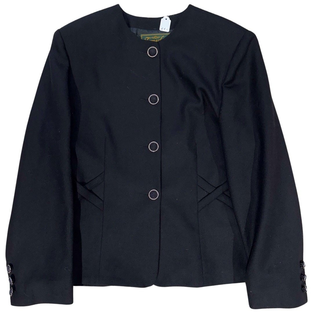 Vintage zwart klassiek jasje met ronde hals size M